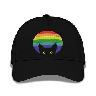 Black Cat Embroidered Baseball Caps - Monsterry