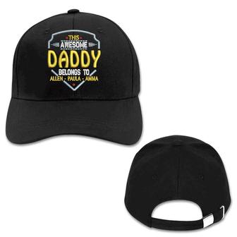 Custom This Awesome Daddy Belongs To Kids Names Personalized Printed Embroidered Cap - Monsterry DE