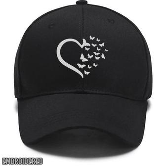 Embroidered Butterfly Heart Hat, Heart Butterfly, Butterfly Wings, Butterfly,Valentine Days Custom Embroidered Hats - Monsterry