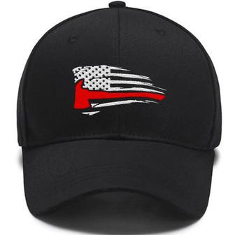 For Firefighter Ax Thin Red Line American Flag, Fireman Ax Embroidered Hats Custom Embroidered Hats - Monsterry AU