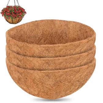 Coconut Fiber Hanging Basket Set 3 Pack 16 inch Liners For Flowers Basket | Rusticozy CA