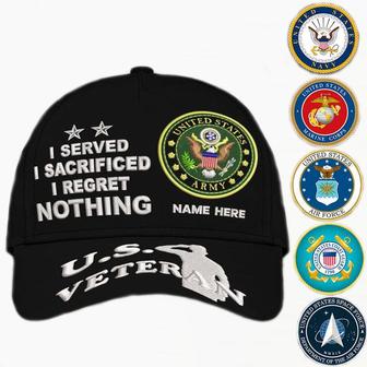 Custom Embroidered Cap U.S. Veteran I Served, I Sacrificed, I Regret Nothing - Monsterry DE