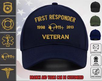 First Responder Veteran Custom Embroidered Hat US Military Honor Cap - Monsterry CA