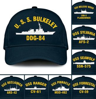 Personal US Ship & Veteran Name Print Embroidered Us Navy Ships Classic Baseball Cap - Monsterry DE