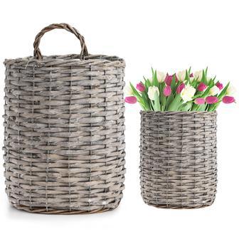 Plant Pot Wicker Basket Set – Wall Hanging Woven Planters for Flowers and Home Decor | Rusticozy UK