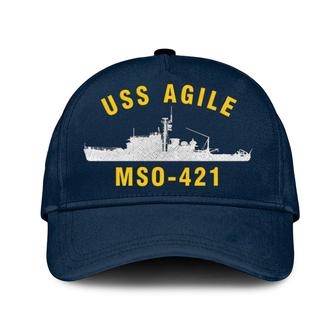 Uss Agile Mso-421 Classic Baseball Cap, Custom Embroidered Us Navy Ships Classic Cap, Gift For Navy Veteran - Monsterry DE