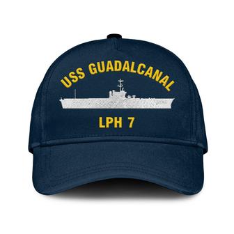 Uss Guadalcanal Lph 7 Classic Cap, Custom Embroidered Us Navy Ships Classic Baseball Cap, Gift For Navy Veteran - Monsterry DE