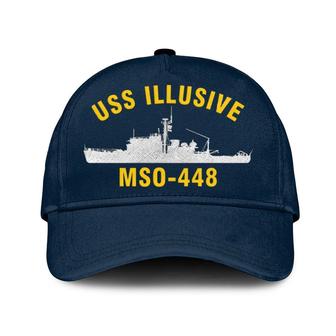 Uss Illusive Mso-448 Classic Baseball Cap, Custom Embroidered Us Navy Ships Classic Cap, Gift For Navy Veteran - Monsterry