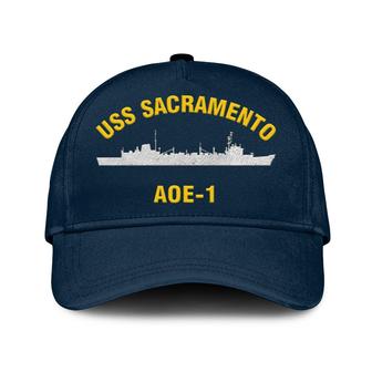 Uss Sacramento Aoe-1 Classic Cap, Custom Embroidered Us Navy Ships Classic Baseball Cap, Gift For Navy Veteran - Monsterry