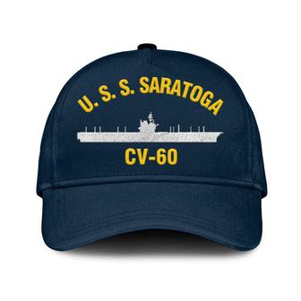 Uss Saratoga Cv-60 Classic Cap, Custom Embroidered Us Navy Ships Classic Baseball Cap, Gift For Navy Veteran - Monsterry DE