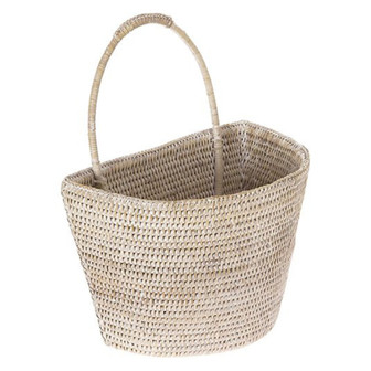 Rattan Hanging White and Brown Large Rectangular Wicker Basket Home Organization Decor | Rusticozy