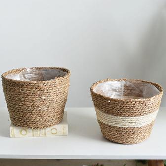 Wicker Plant Pot Set Round Durable Plant Growing Basket Home Decoration | Rusticozy CA
