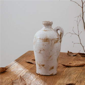 Vintage Unique Luxury Hotel Home Table White Vases Ceramic Pottery Handmade Flower Vase For Decoration | Rusticozy