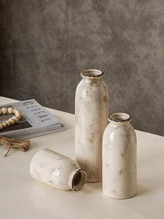 Vintage Vases Dining Room Decor White Decor Decorative Vases For Living Room Rustic Farmhouse Vases | Rusticozy