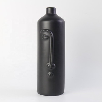 Modern Black Ceramic Head Vase Stoneware Large Flower Vases For Home Decor Table Decorations | Rusticozy