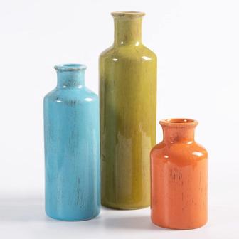 3PCS Boho Accessories Flower Vases Farmhouse Colorful Ceramic Vase Set For Modern Living Room Decor | Rusticozy UK
