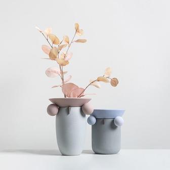 Abstract Nordic Style Ceramic Vase Set Contemporary Simple Clay Tabletop Vase Europe-Inspired Design | Rusticozy CA