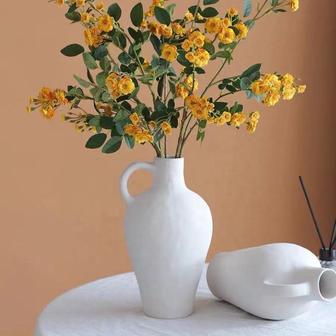 Antique Ceramic White Vase Medium For Home Stoneware Jug Vase Farmhouse Vintage Pottery Vase | Rusticozy UK