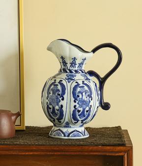 Big Handle Antique Blue And White Home Decoration Ceramic Pot Porcelain Ornament Vases | Rusticozy CA