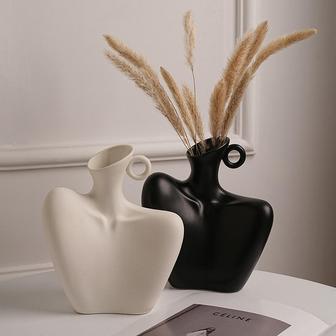 Black And White Body Clavicle Scandinavian Ceramic Vase Living Room Home Decoration | Rusticozy UK