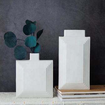 Black And White European Style Square Ceramic Vase For Home Decoration | Rusticozy AU