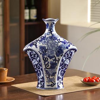 Blue And White Antique Cylinder Think Bottom Ceramic Vases Crockery Items | Rusticozy DE