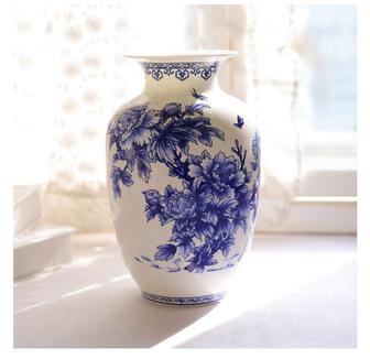 Blue And White Porcelain Vases Fine Bone China Peony Decorated Ceramic Vase | Rusticozy UK