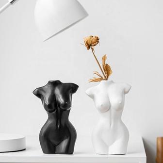 Ceramic Body Vase Nordic Women Statues Human Body Vase Home Decor | Rusticozy UK