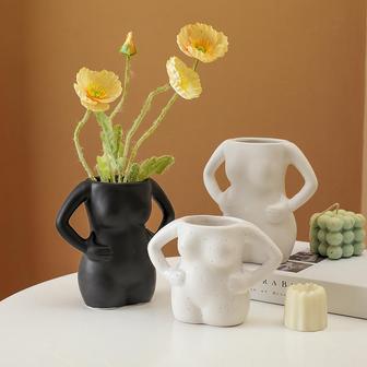 Ceramic Nordic Flower Vase Fashion Akimbo Body Vase Splash Ink Decorative Vases For Home Decoration | Rusticozy UK