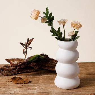 Ceramic Nordic Style Modern White Stoneware Round Home Decor Vase Flower Rough Clay Vase For Home Decor | Rusticozy AU