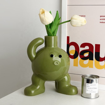 Ceramic Small Vase Bigfoot Art Decorative Ornaments Living Room Flower Arrangement Flower Vase | Rusticozy