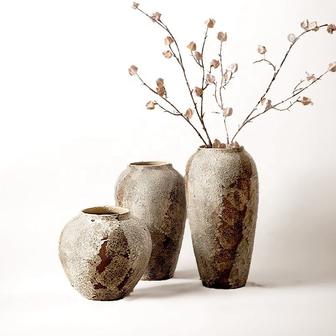 Chinese Handmade Rustic Clay Terracotta Tall Ceramic Flower Vases Decor | Rusticozy