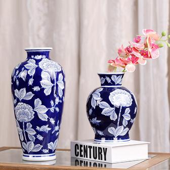 Chinese Style Ceramic Flower Vase Home Blue And White Porcelain Vase Ceramic Vase For Hotel Home Office Decor | Rusticozy CA