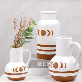 Creative Jug Shaped Vase Cylindrical Vases Hand Painted Ceramic Vase For Home Decoration | Rusticozy