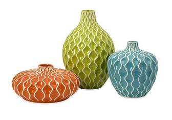 Decorative Vases For Flowers , Handcrafted Vessels With Wave Surface Texture Design | Rusticozy