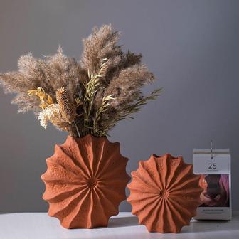 Dried Flower Basket Red Clay Ceramic Vase Living Room Home Decoration Ornaments Crafts | Rusticozy