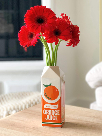 Unique Party Decorative Funny Colorful Milk Carton Shape Orange Juice Ceramic Vase | Rusticozy