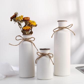 European Ceramic Vase Home Decoration White Decorative Crafts Vase Three-Piece Set | Rusticozy