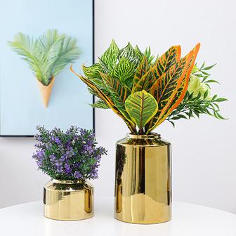 European Style Wedding Party Desktop Luxury Porcelain Flower Pot Gold Plating Ceramic Vase For Home Decor | Rusticozy DE
