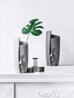 Face Vase Nordic Home Decoration Vase Furnishing Creative Art Living room Tabletop Long Face Ceramic Vase | Rusticozy