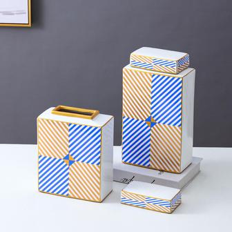 Flat Square Ceramic Storage Tank Modern Simple Creative Color Matching Ceramic Vase | Rusticozy CA
