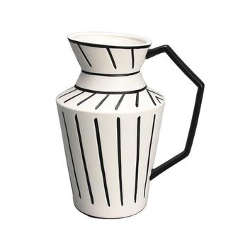Funny Ceramic Vase Jug Decorations Vase Kettle Shape Black And White Vase With Handle | Rusticozy