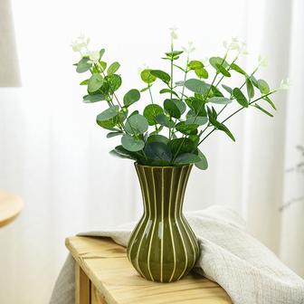 Green Stripe Home Decoration Modern Flower Vases Ceramic Vase | Rusticozy