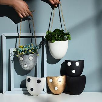 Plating Ceramic Parisian-Style Wall Hanging Flower Planter Pots With Braided Rope Handles | Rusticozy