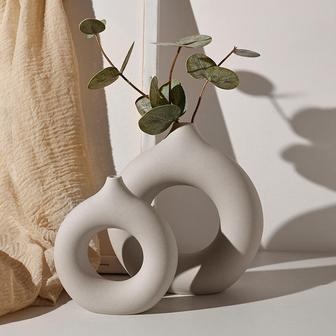 Home Decoration Nordic Modern Rustic Decorative Donut Ceramic Flower Vases | Rusticozy DE