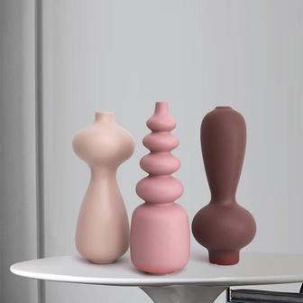 Ins Nordic Ceramic Abstract Vase Shape Modern Flower Art Matte Colored Flower Vases For Living Room | Rusticozy