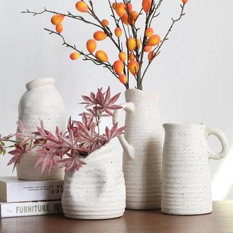 Ins Nordic Style Vintage Classic Jug Vases With Handle Ceramic Rustic Flower For Home Rustic Decor | Rusticozy DE