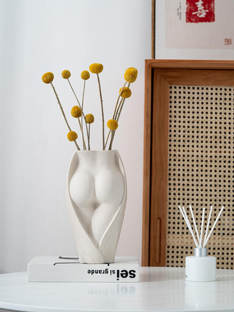 Home living room office semi-naked simple modern body art flower arrangement ceramic craft decoration vase | Rusticozy