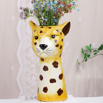 Creative Cute Leopard Vase Glazed Animal Vase Ceramic Desktop Vase For Home Decoration | Rusticozy