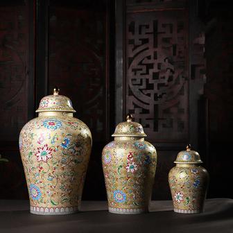 Large Size Ceramic General Jar Ramadan Decor Hand Painted Lotus Ceramic Vase | Rusticozy DE
